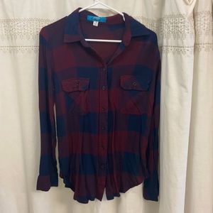 Francesca’s Plaid Button Up Top